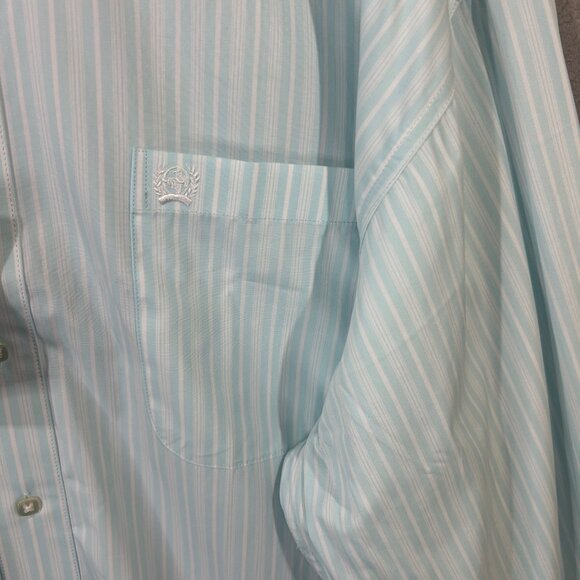 Cinch Men's XXL Button-Down Western Shirt Stripes White & Light Blue NWT - Picture 5 of 13